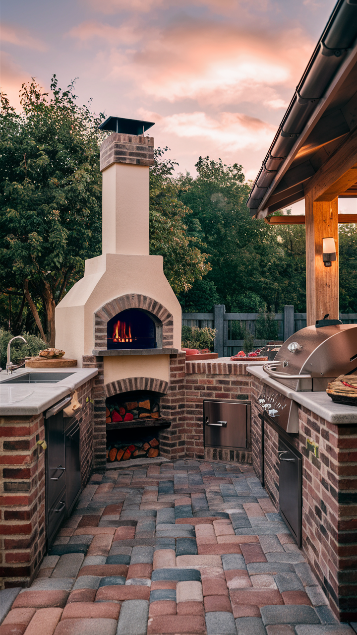 Backyard Kitchen Featuring Built-In Pizza Oven