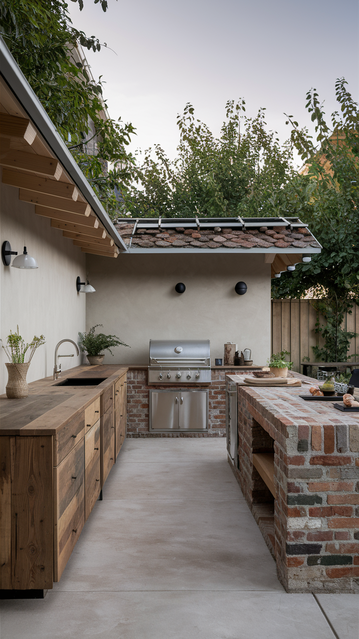 Eco-Friendly Backyard Kitchen with Recycled Materials