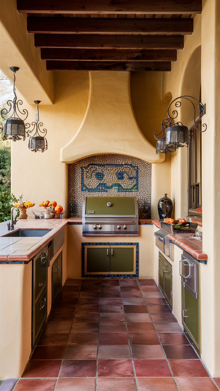 Mediterranean-Style Backyard Kitchen