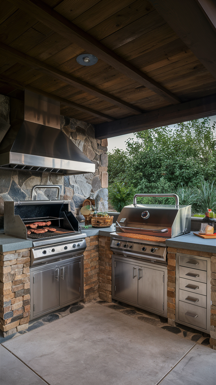 Backyard Kitchen with Integrated Grill and Smoker