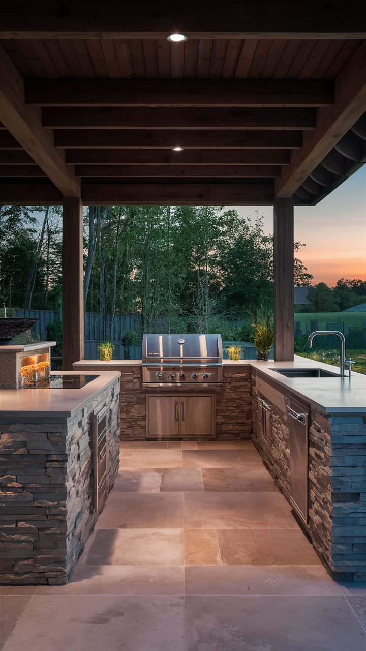 Backyard Kitchen with Water Features