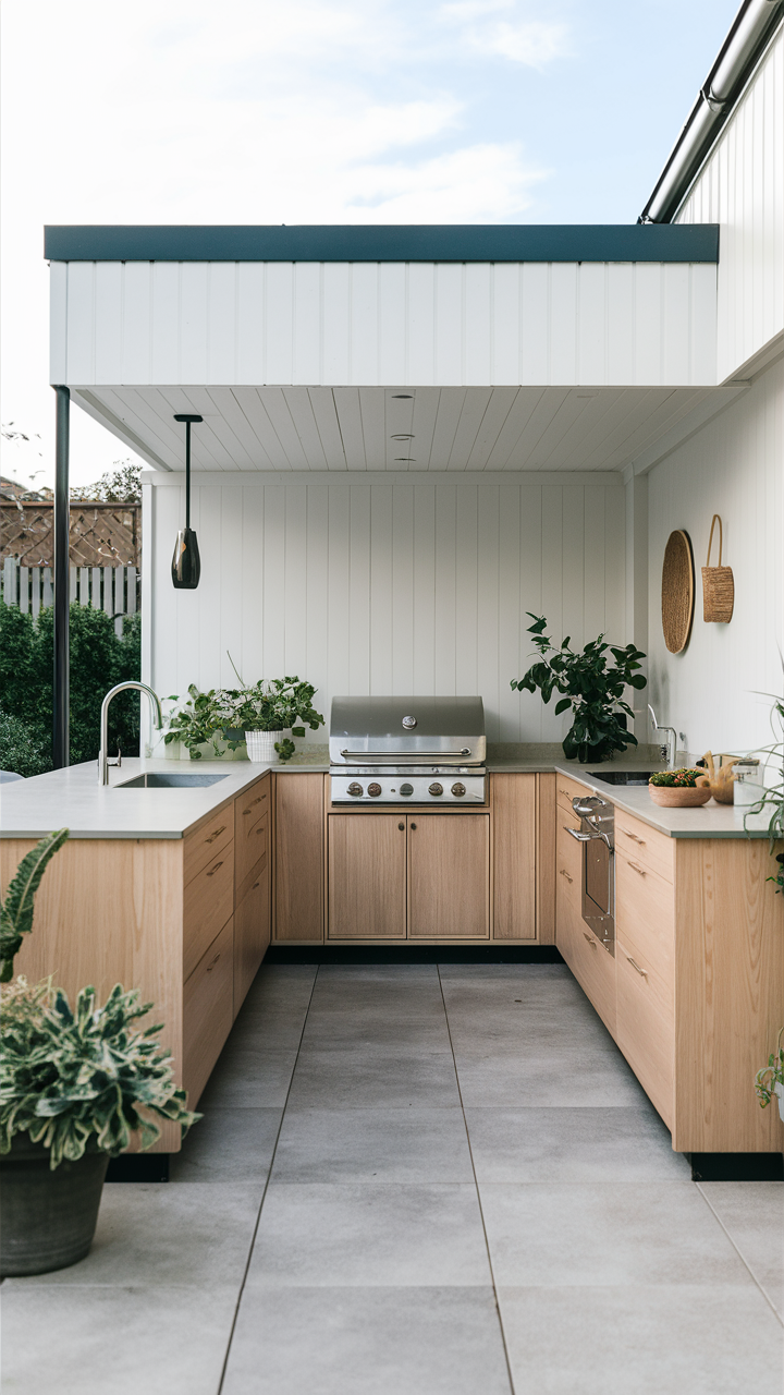 Scandinavian-Inspired Outdoor Kitchen with Minimal Decor