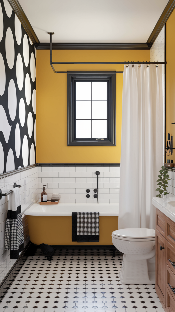 Bathroom with bold color accents