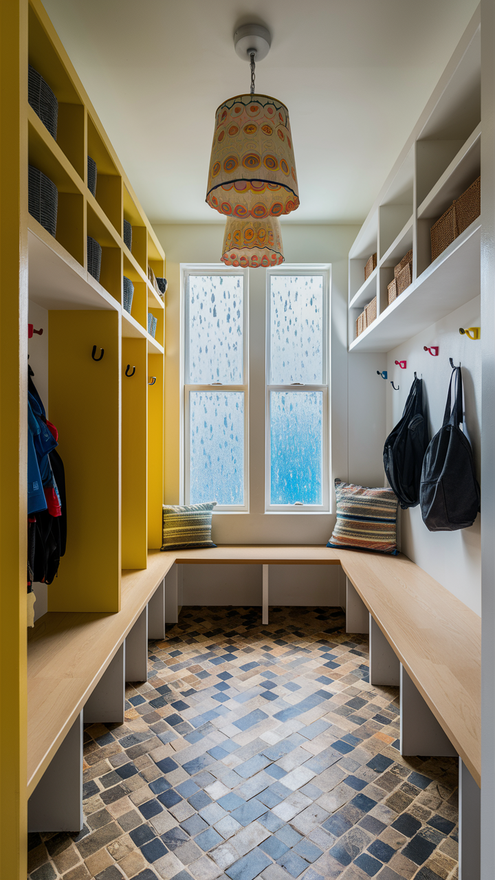 Mudroom with Locker-Style Cabinets