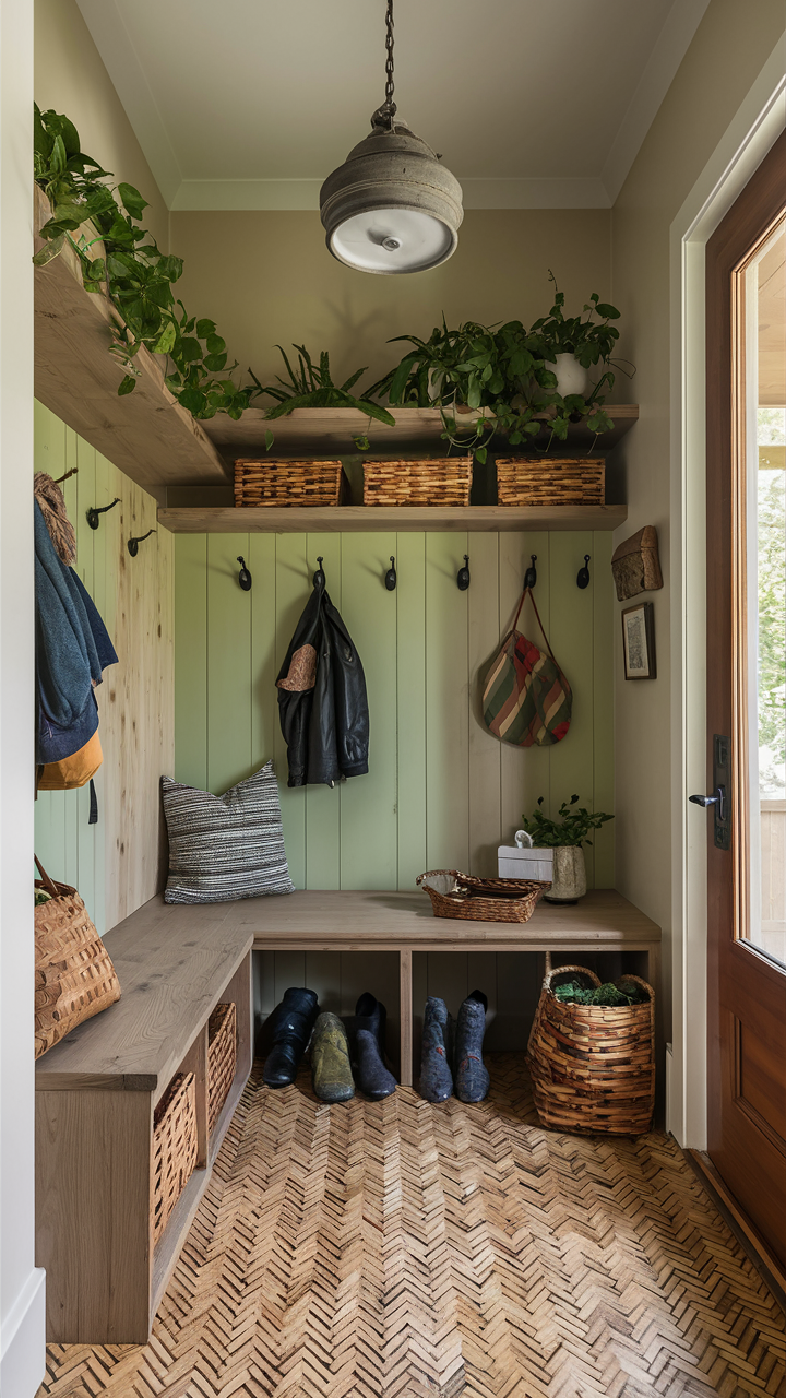 Eco-Friendly Mudroom with Sustainable Materials