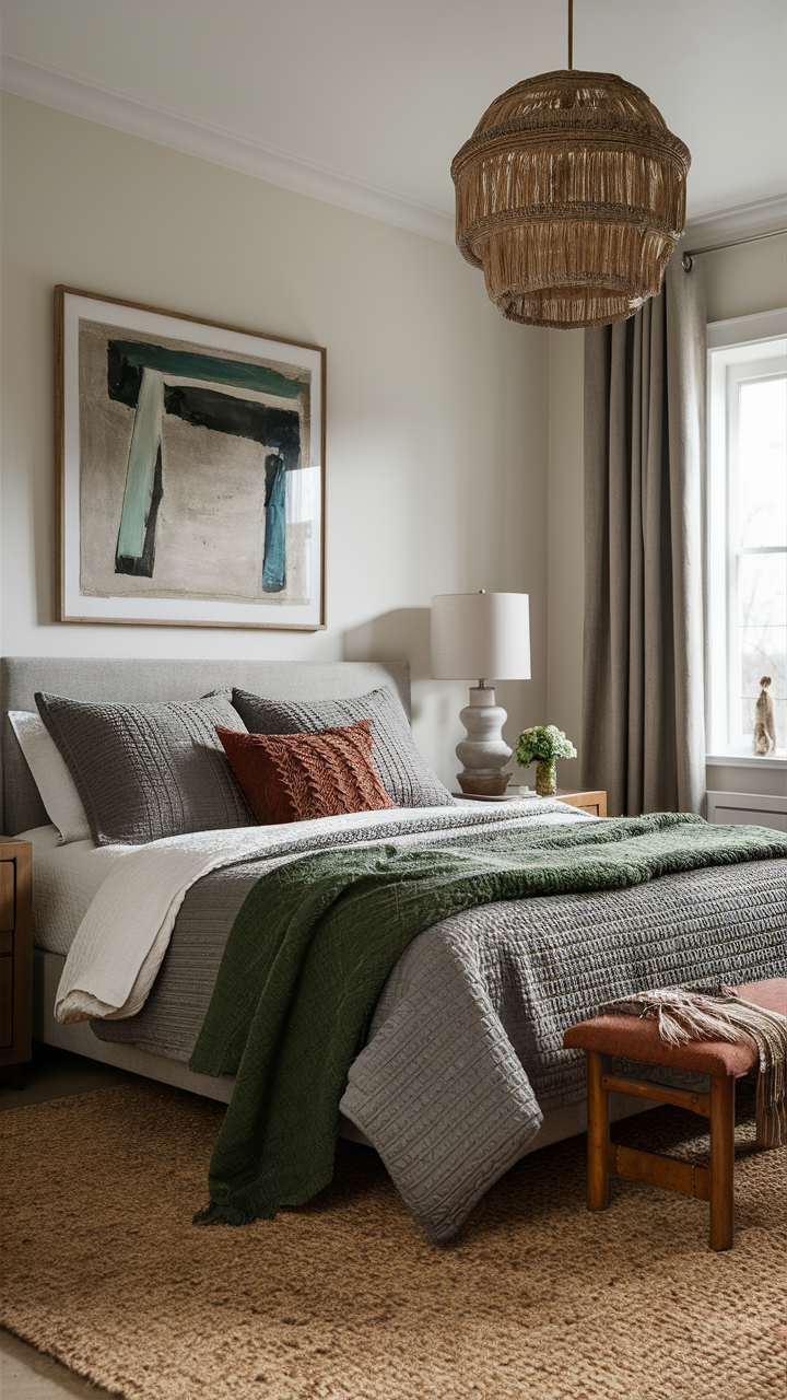 Textured Bedding in Men's Bedroom