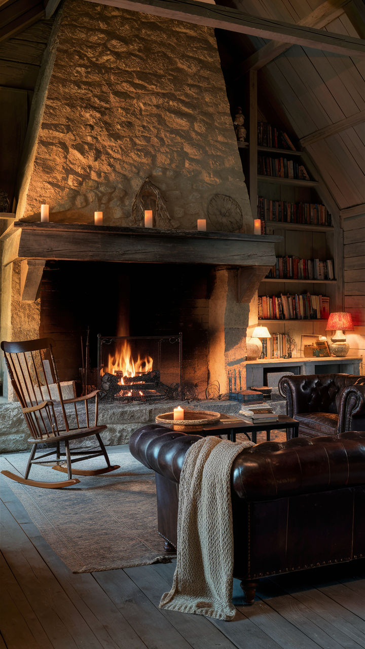 Cozy Fireplace in Cottage Living Room