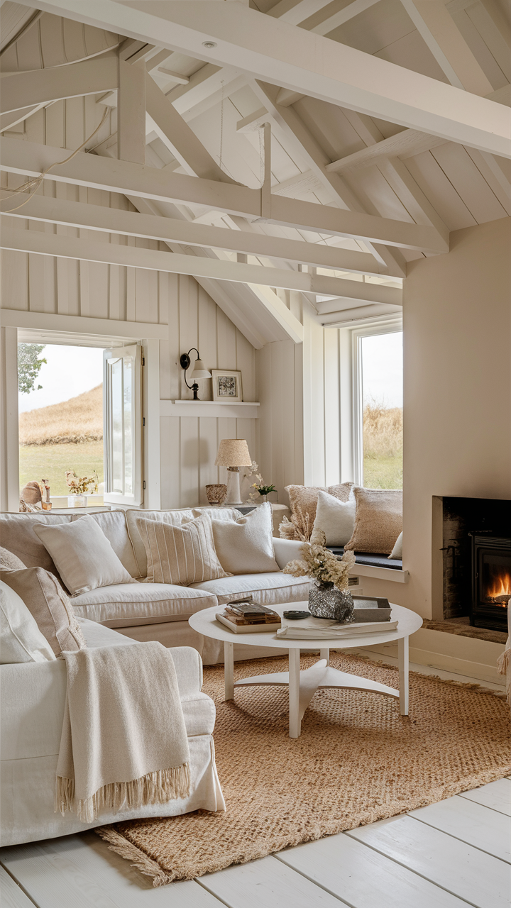 Neutral Color Palette in Cottage Living Room
