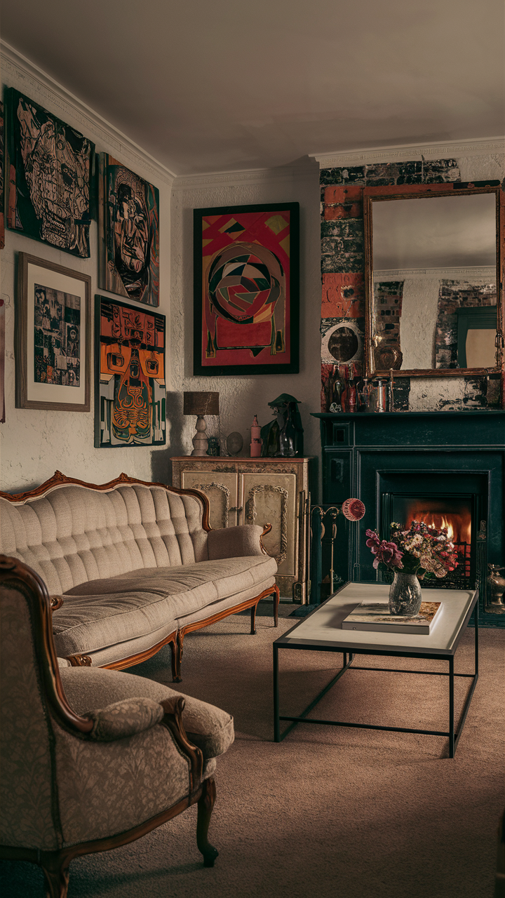 Eclectic Cottage Living Room Design