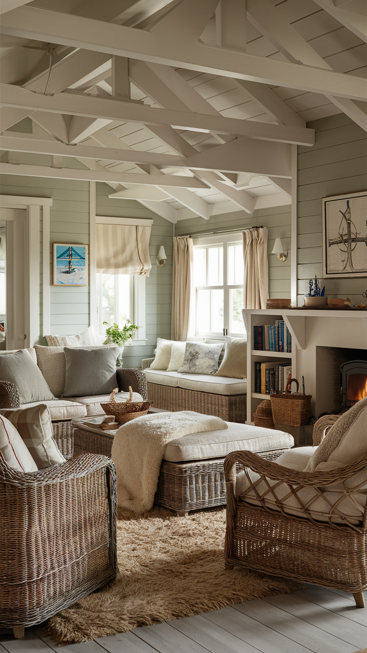 Wicker Furniture in Cottage Living Room