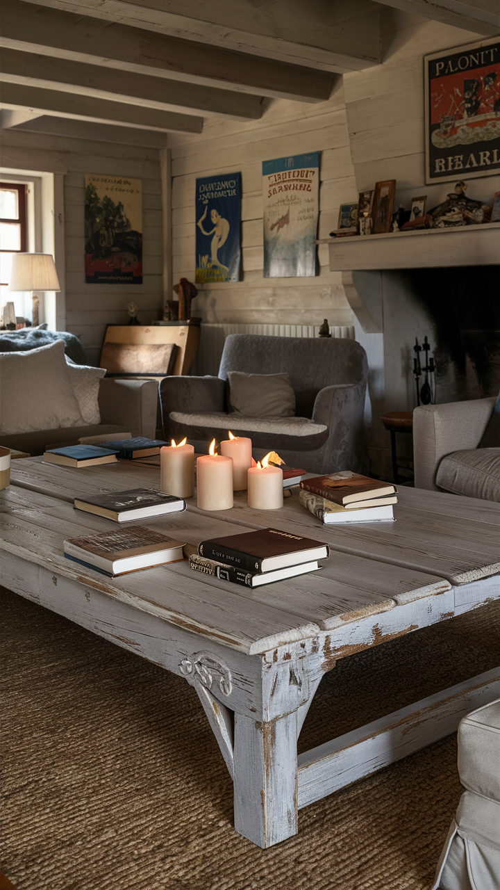 Farmhouse Coffee Table in Cottage Living Room