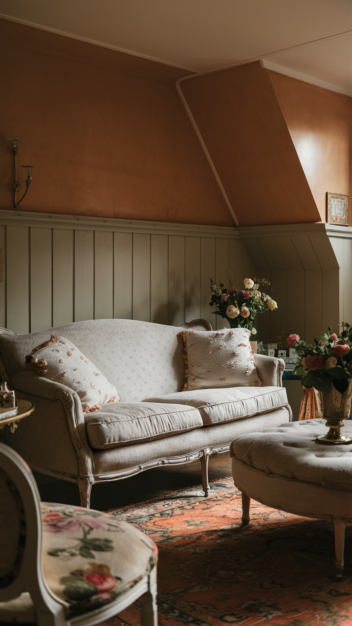 Roll-Arm Sofa in Cottage Living Room