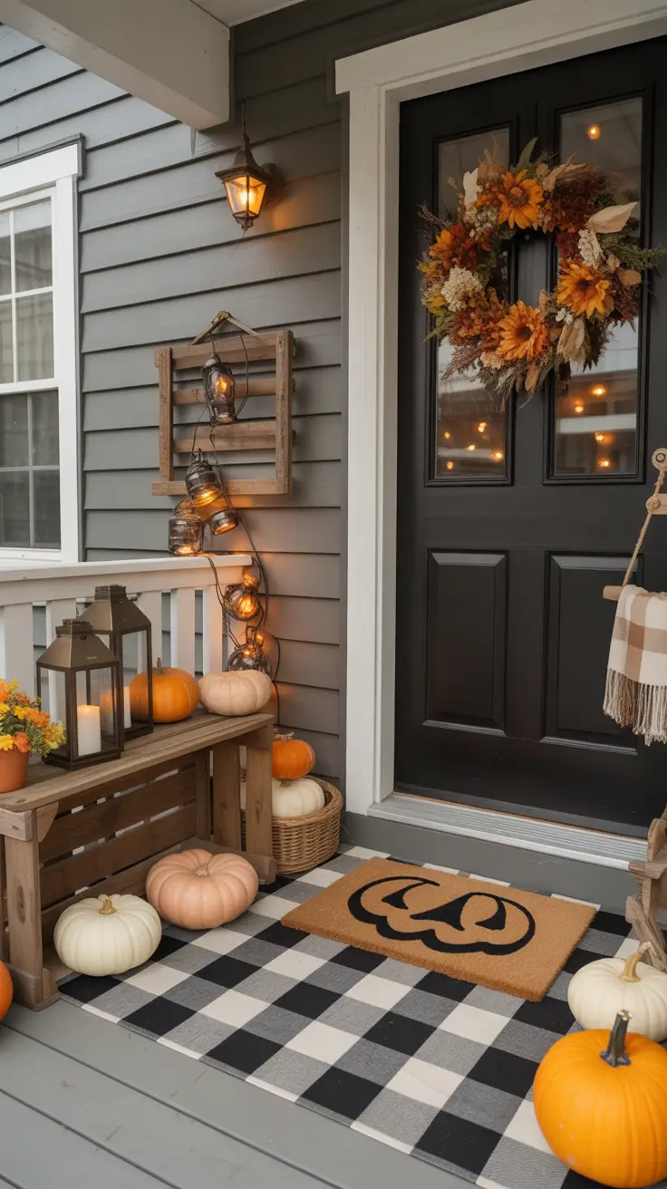 Pumpkin-Themed Halloween Door Mat