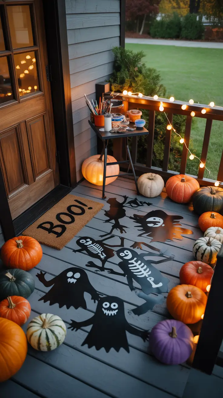 Hand-Painted Halloween Door Mat