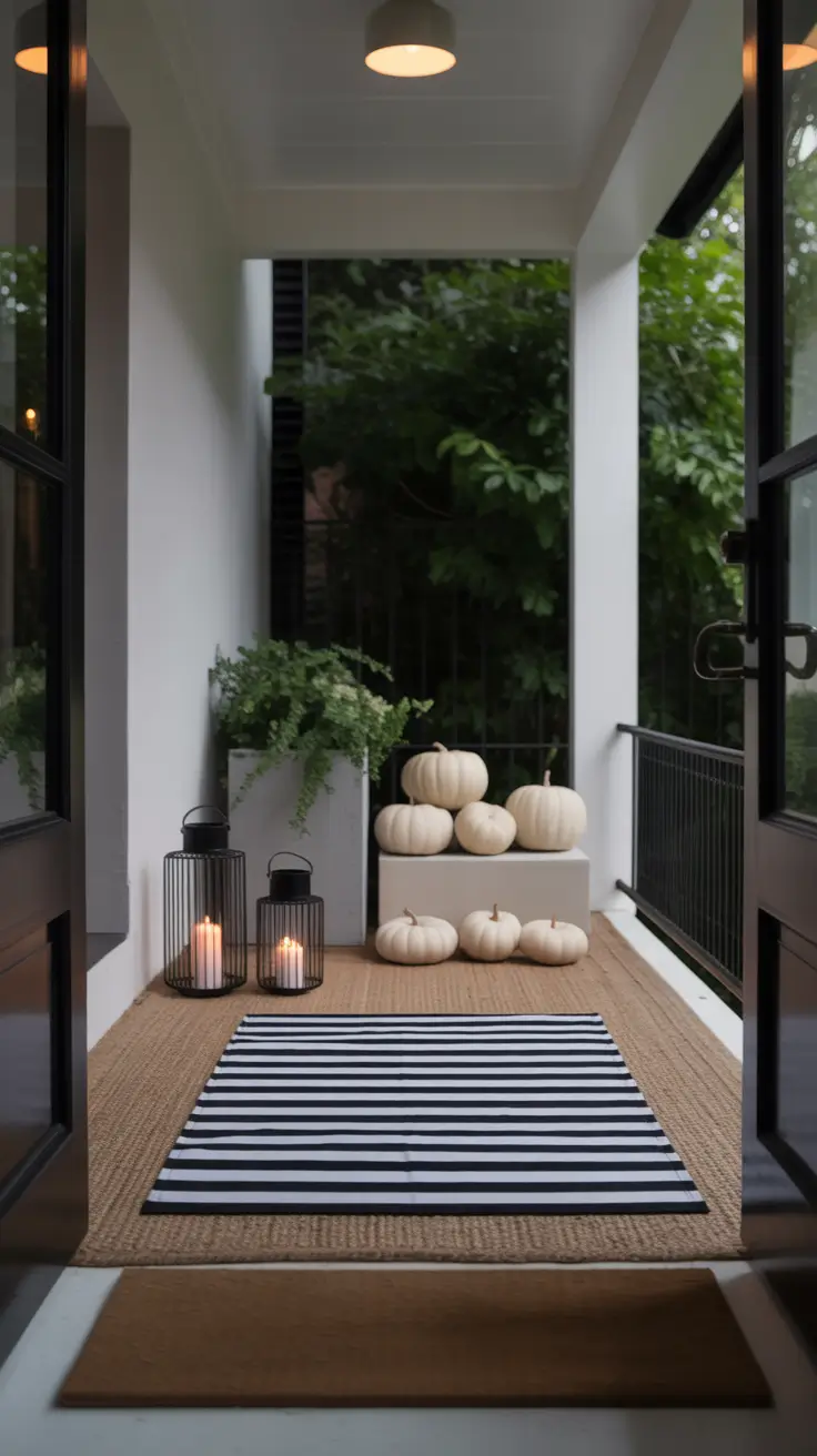 Black and White Halloween Door Mat