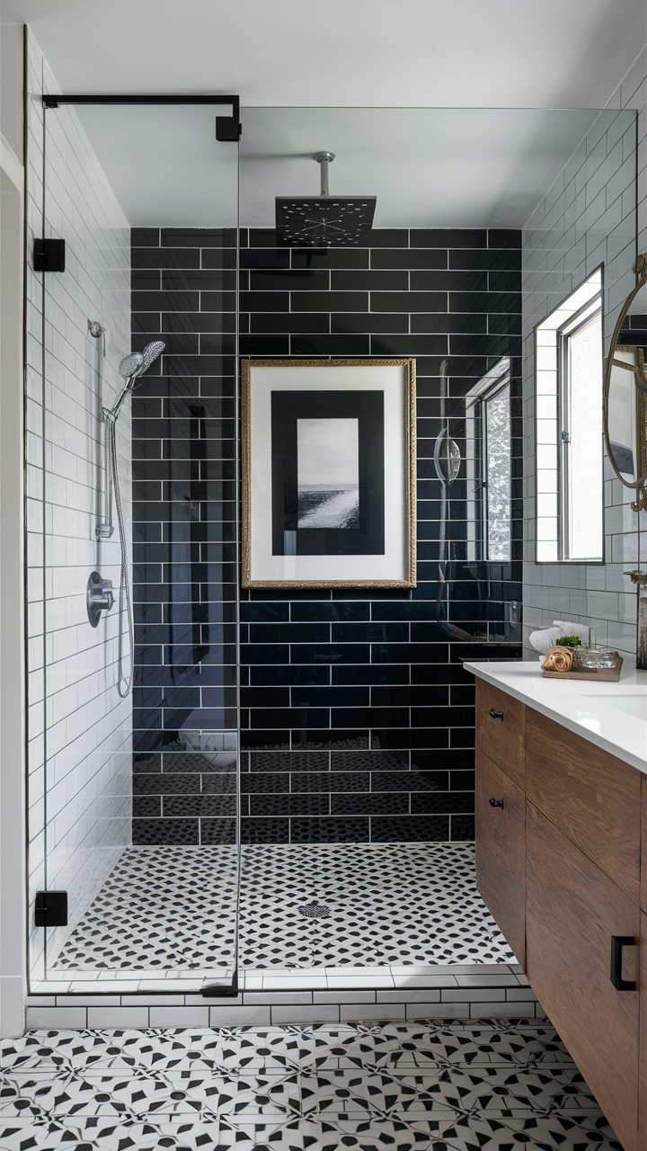 High Contrast Tile Shower