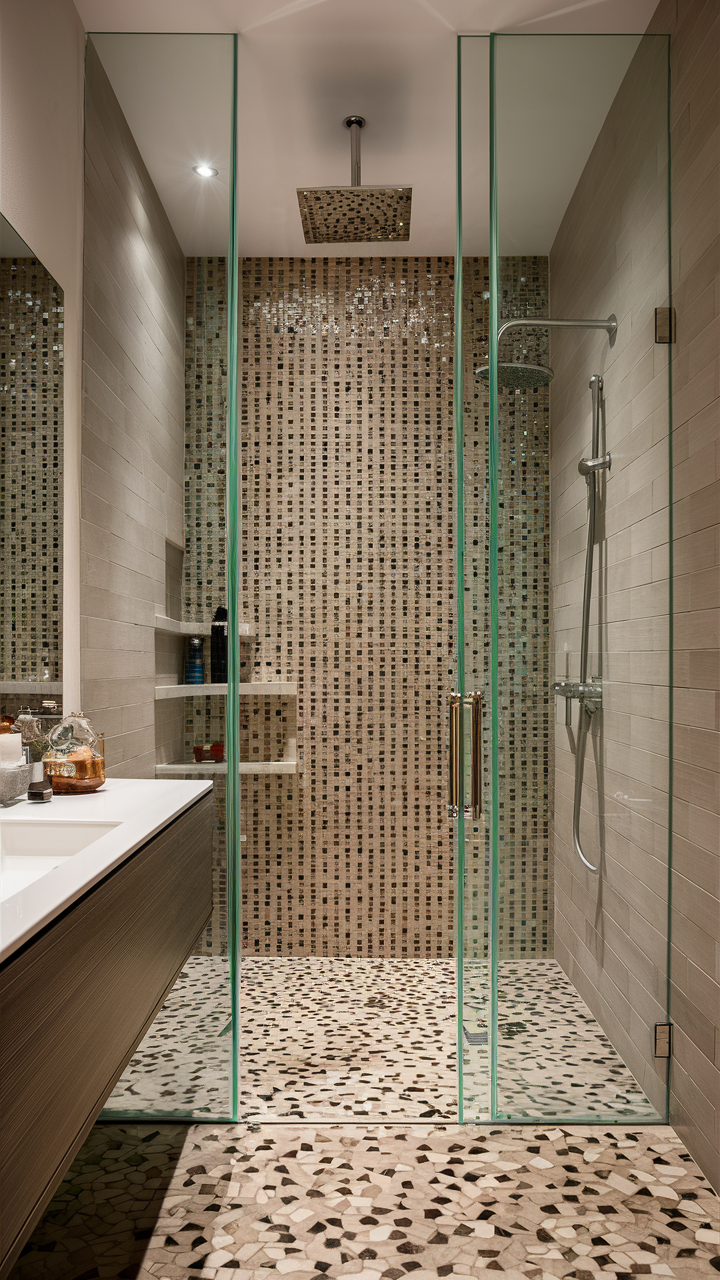 Mosaic Tile Shower Accents