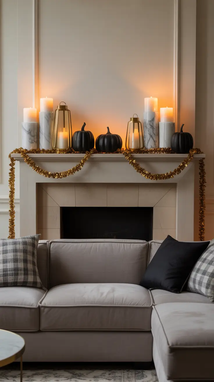 Pink Halloween Mantle