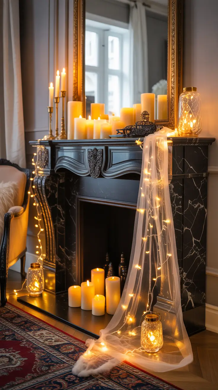 Candlelit Halloween Mantle