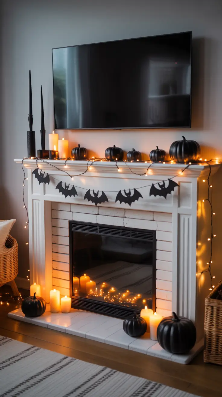 Bat Garland Halloween Mantle