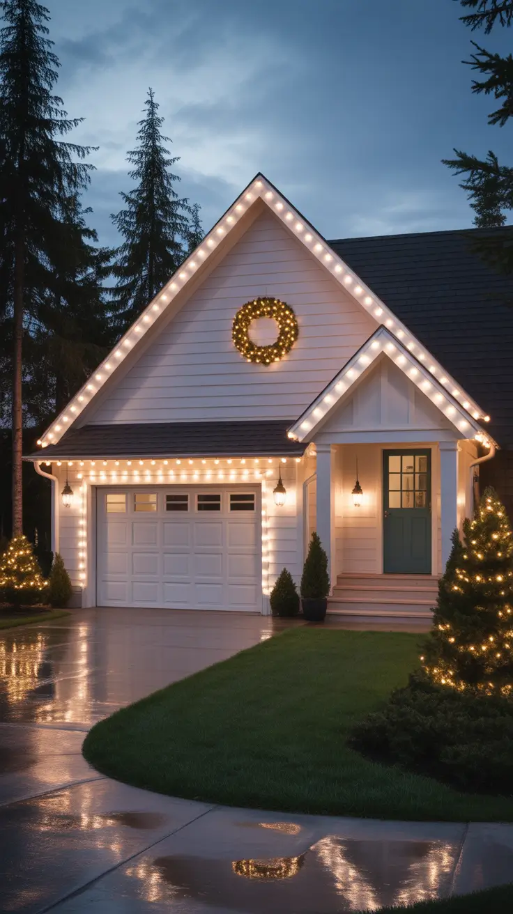 Minimalist Christmas Lights on House Exterior