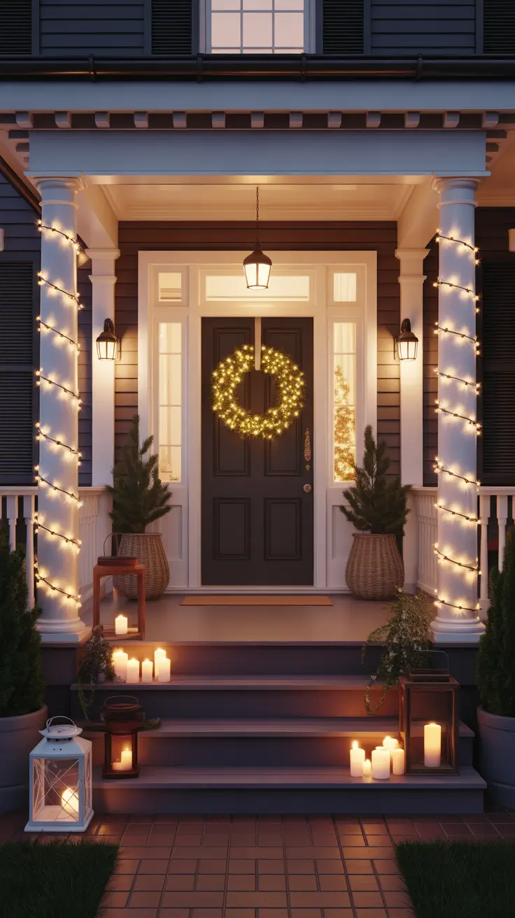 Warm Porch Christmas Lighting
