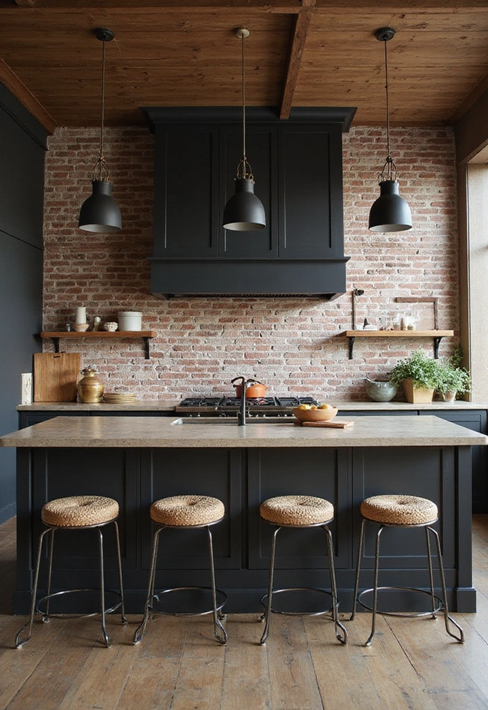Rustic Monochrome Brick Backsplash