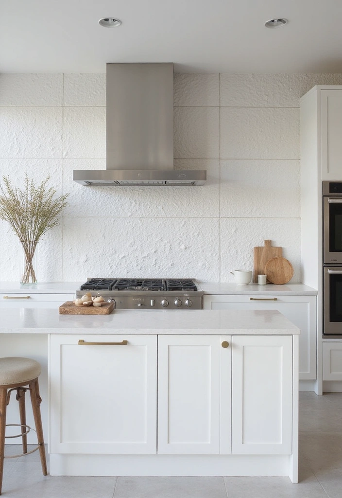 Subtle Textured White Tiles for Kitchen Backsplash