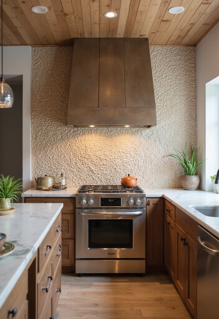 Textile-Inspired Woven Black and White Kitchen Backsplash