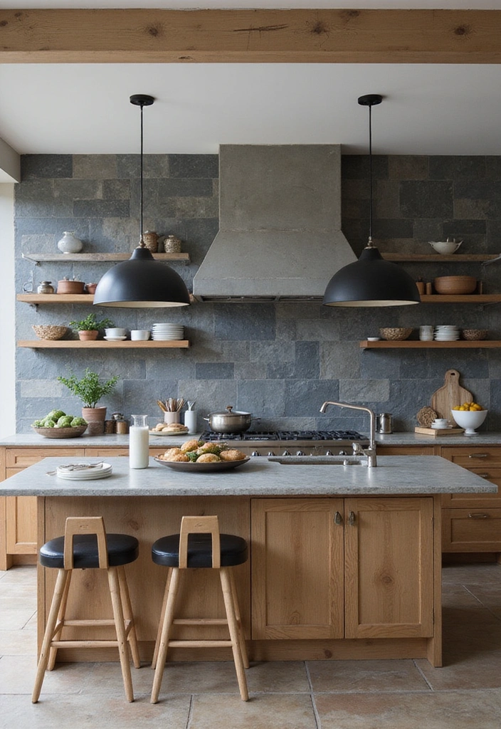 Natural Slate Tile Kitchen Backsplash