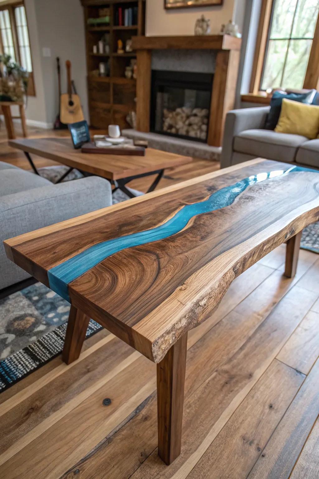 Celebrate the organic charm of live edge wood in river tables.