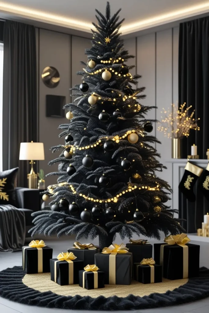 Black Flocked Christmas Tree