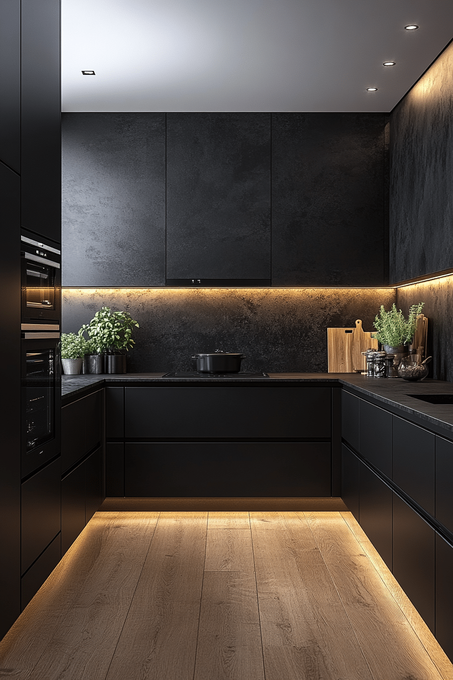 Matte black kitchen cabinetry