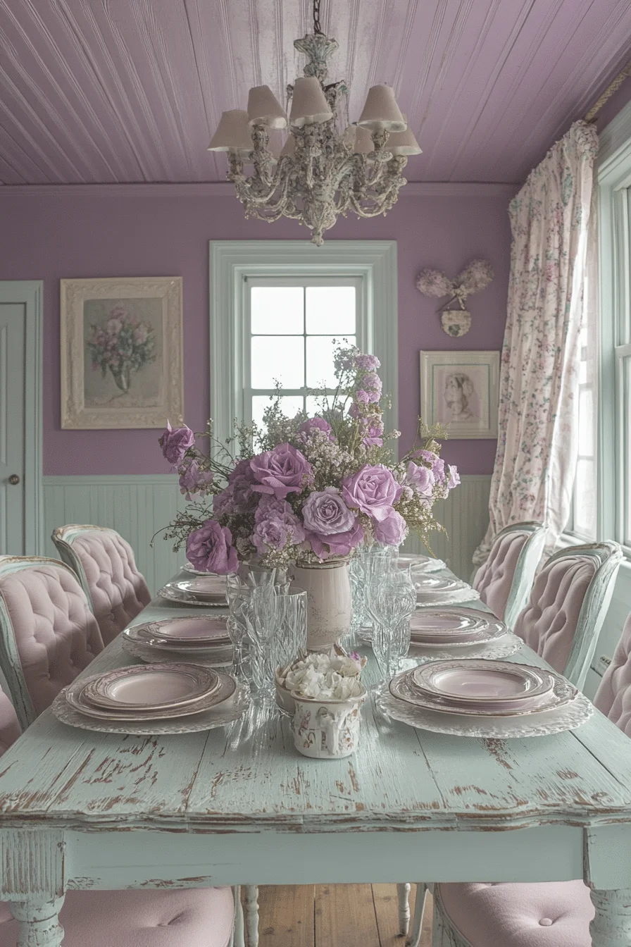 Pastel shabby chic dining room