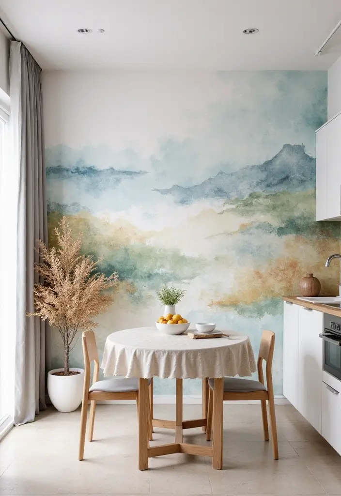 Artistic Impressionism Watercolor French Country Kitchen Wallpaper