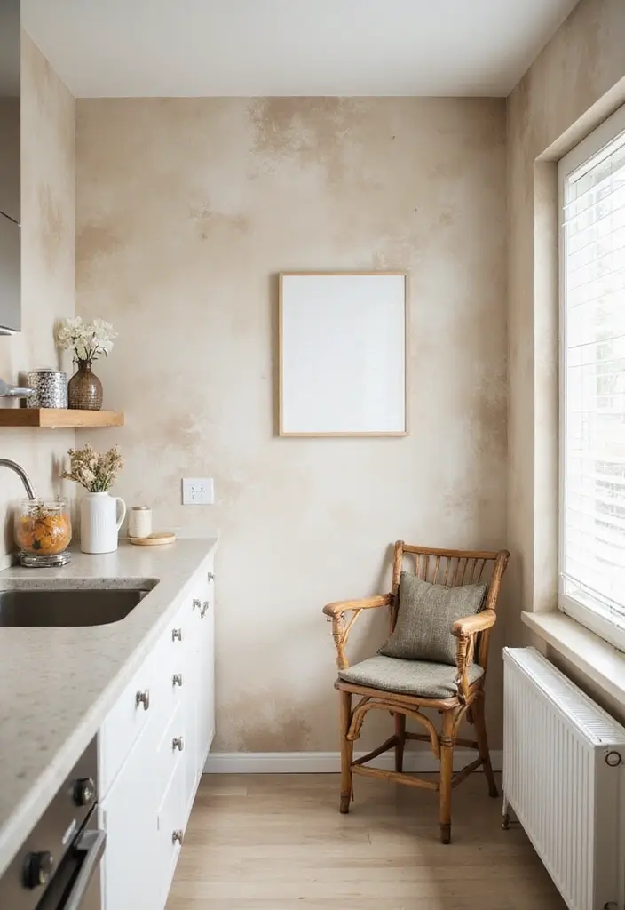 Neutral Watercolor French Country Kitchen Wallpaper