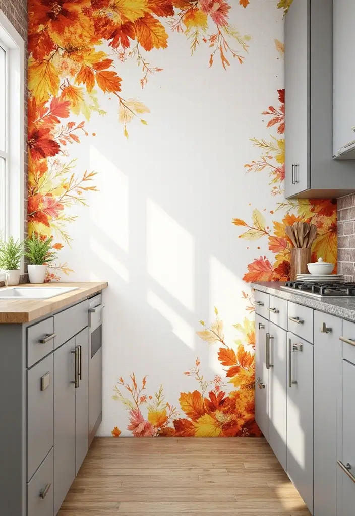 Seasonal Watercolor French Country Kitchen Wallpaper