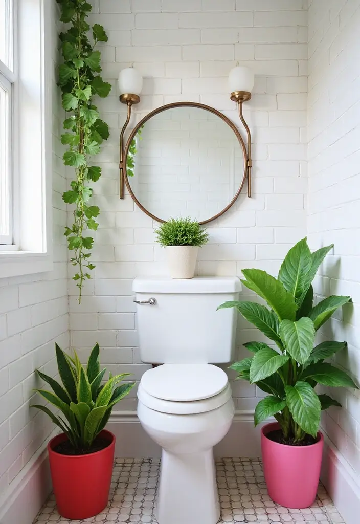 Greenery Accents in Powder Room