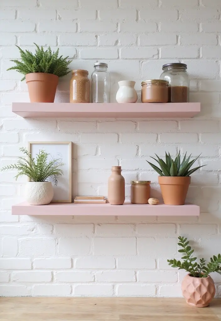Modern Floating Shelves in Pink Shades