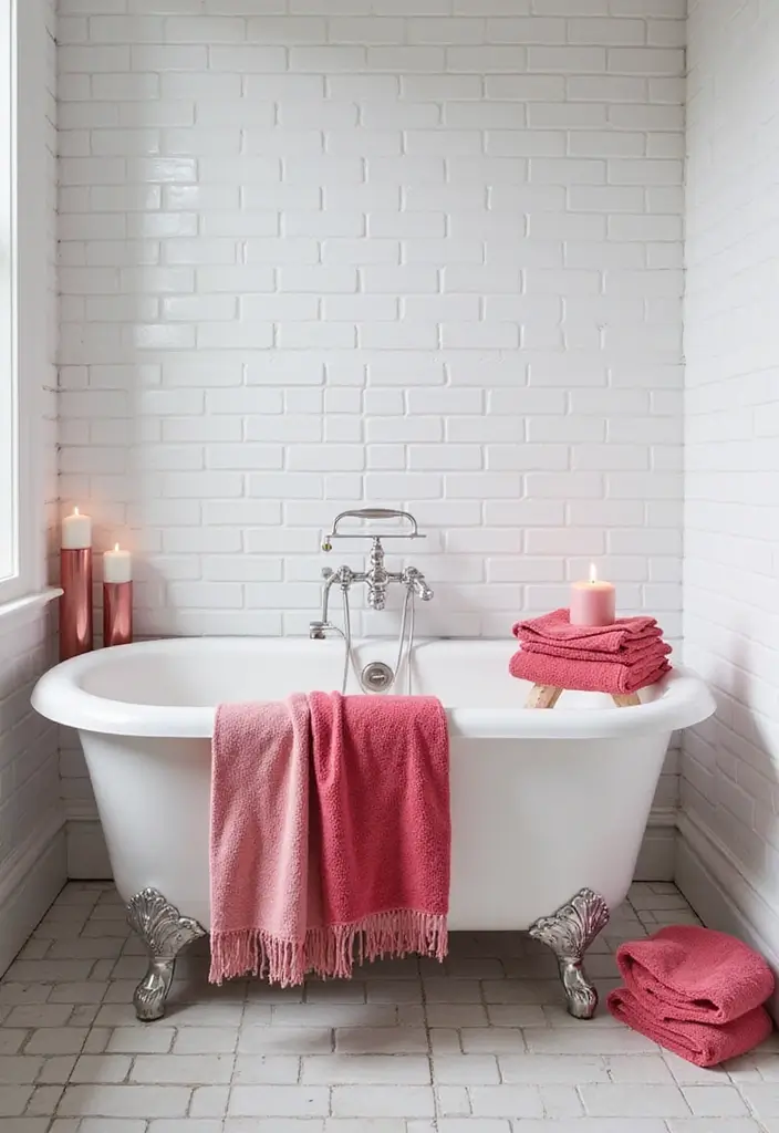 Luxurious Bathtub Accessories in Pink and Red