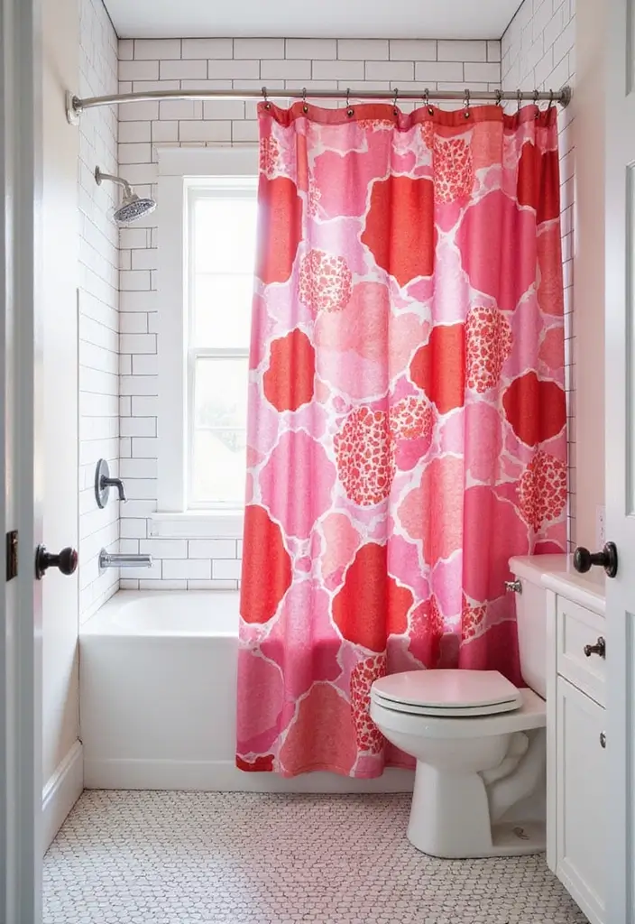 Playful Shower Curtains in Pink and Red