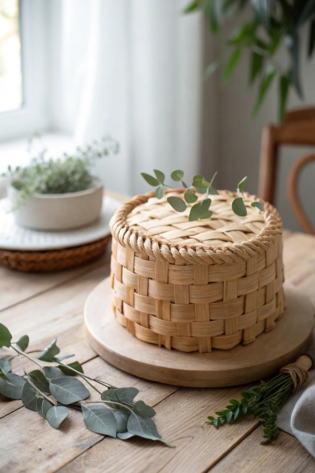 Savor the beauty of simplicity with this elegant basket weave cake, where minimalism meets craftsmanship.