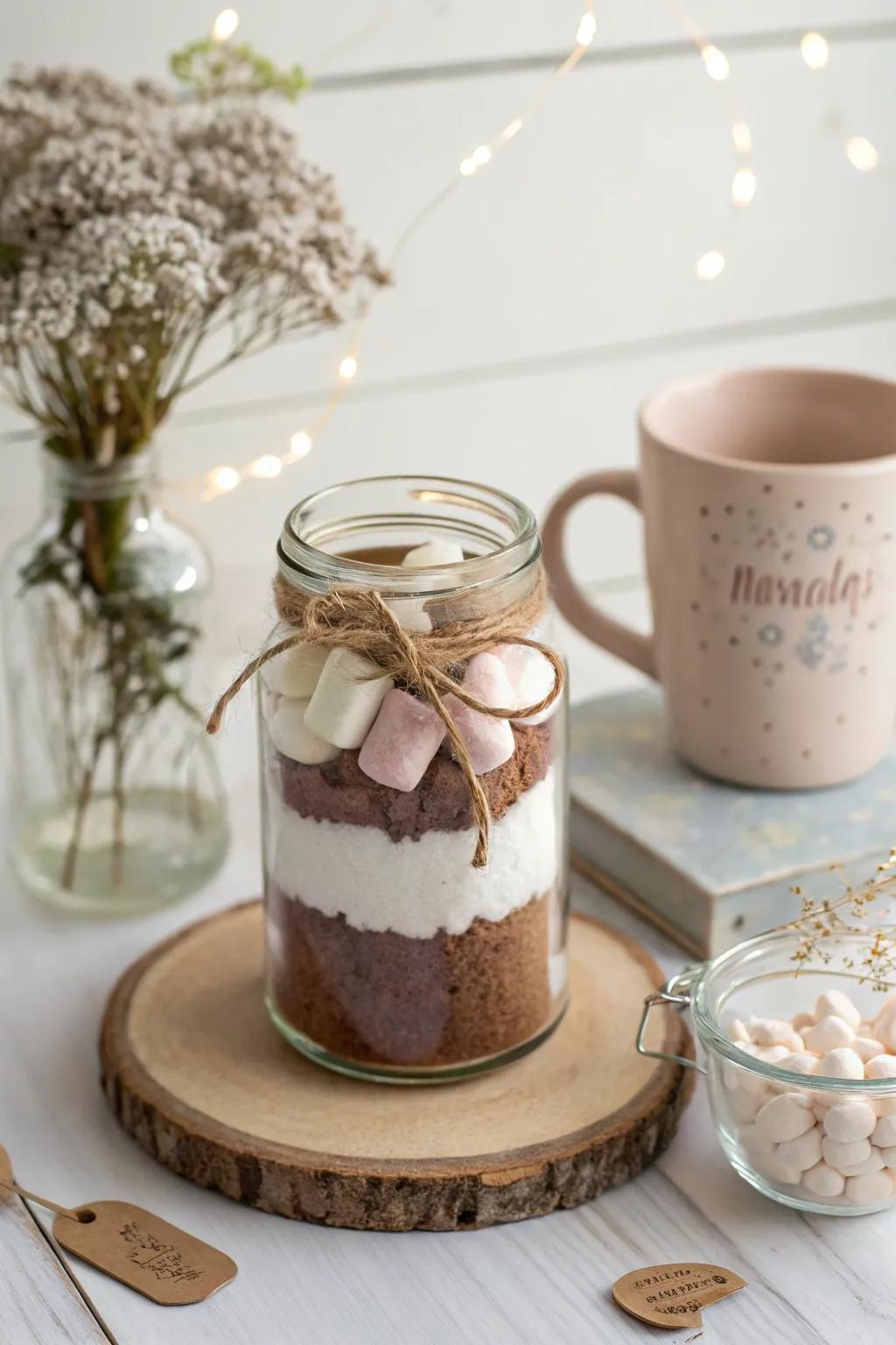 Cozy up her winter with a personalized hot cocoa blend, a heartfelt Christmas gift.