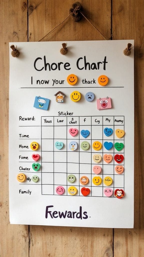 Emoji Sticker Reward Chore Chart