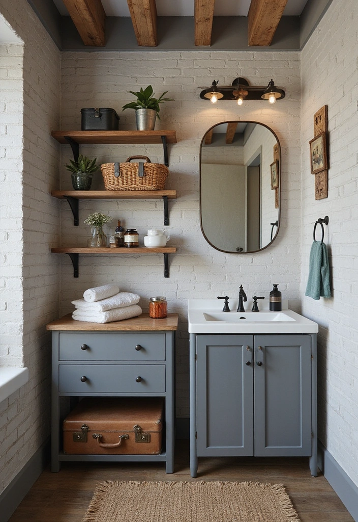 Innovative Storage in Industrial Bathroom