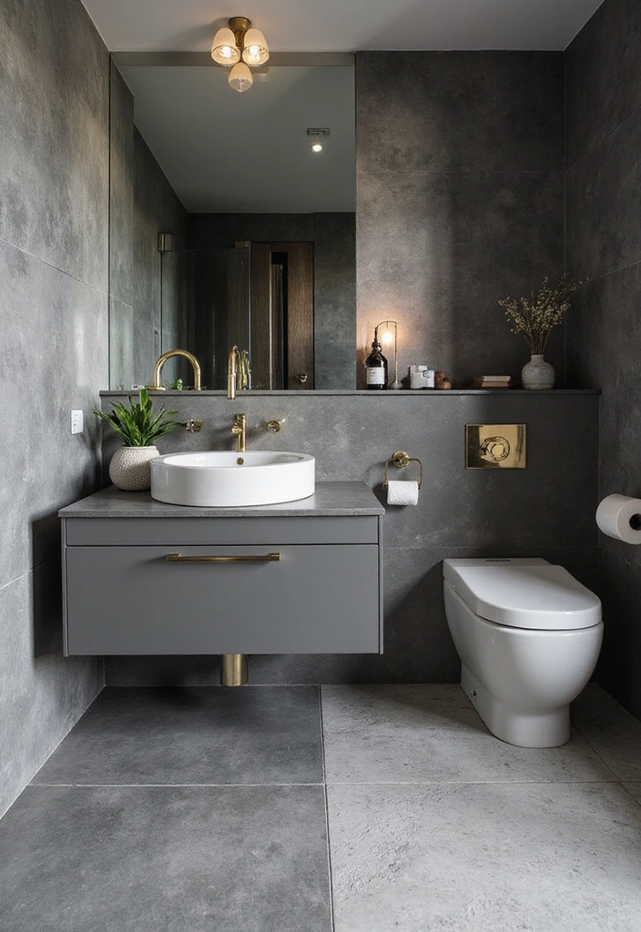 Monochromatic Industrial Bathroom