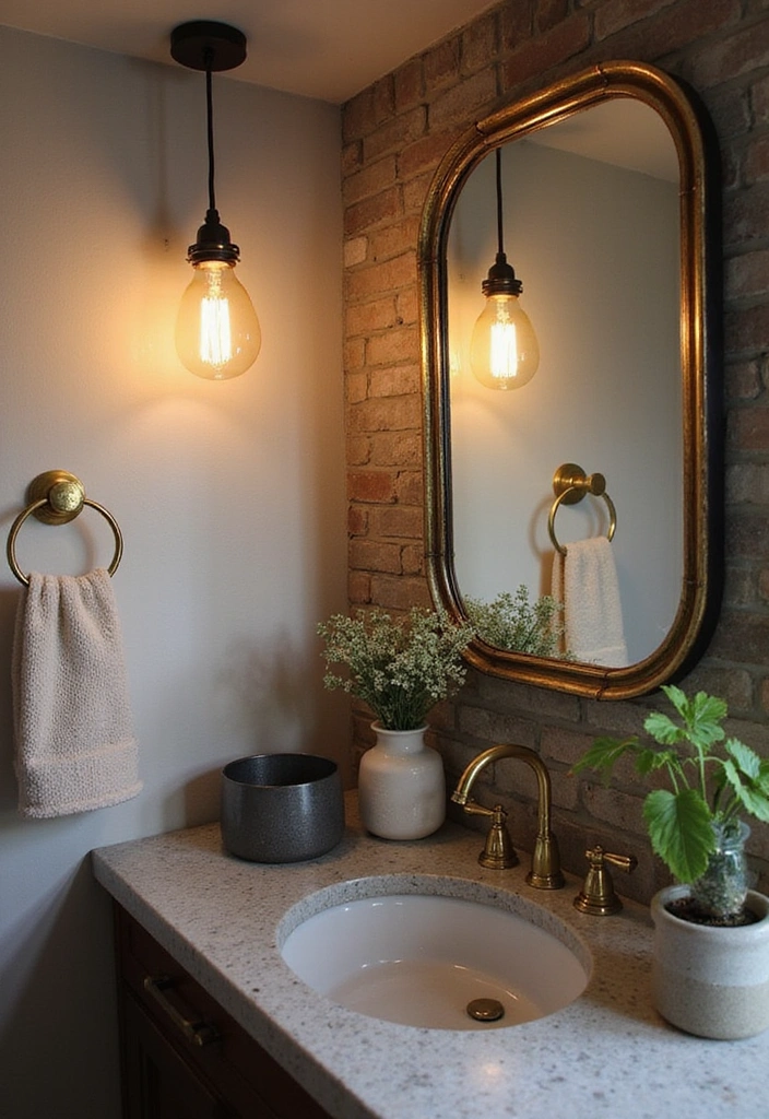 Industrial Pendant Lighting in Bathroom