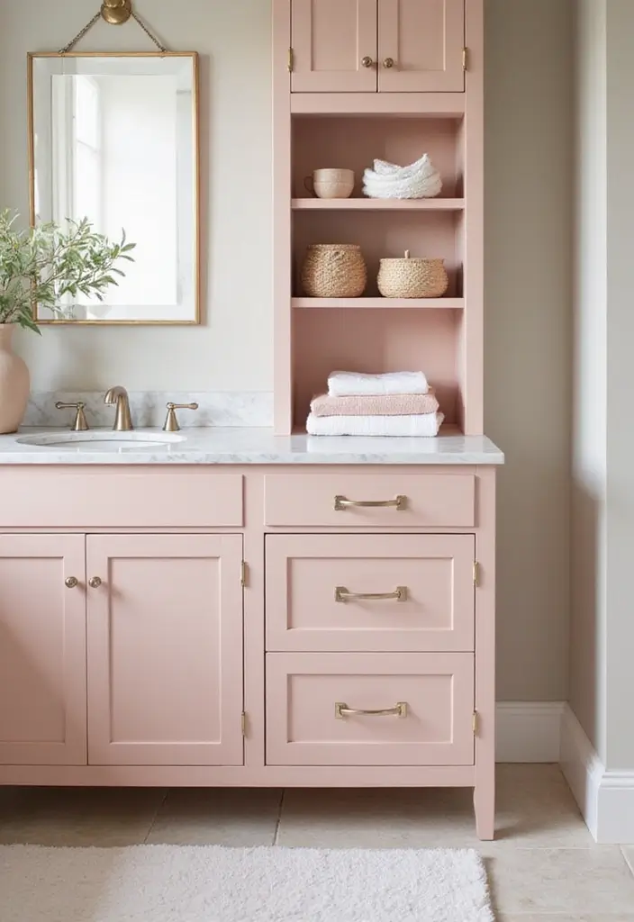 Blush Cabinetry in Bathroom