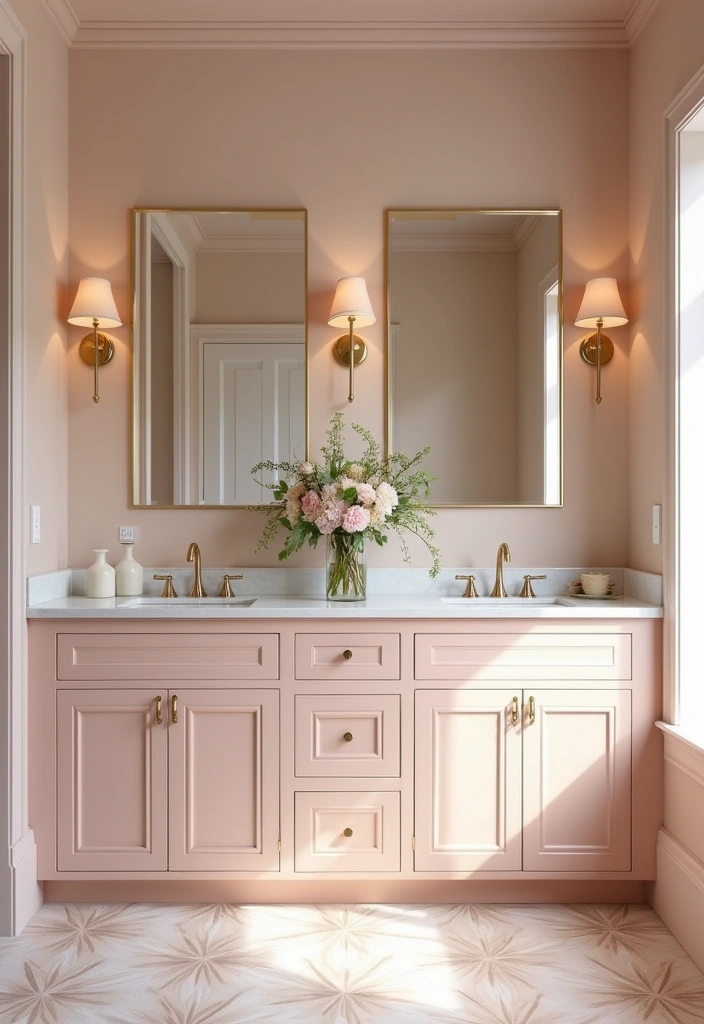 Bathroom Refresh with Blush Cabinetry and Starburst Flooring