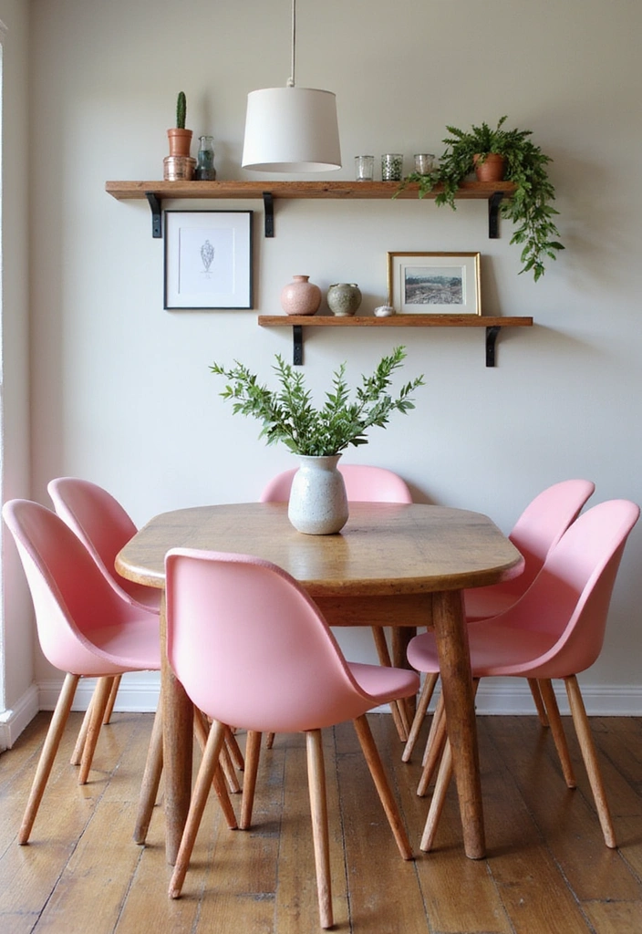 Pink Seating with Copper Highlights